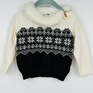 Janie and‎ Jack Fair Isle Faux Fur Collar Sweater Size 18-24 Months
